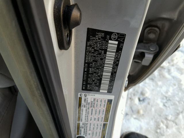 2T1BR30E18C888786 - 2008 TOYOTA COROLLA CE SILVER photo 10