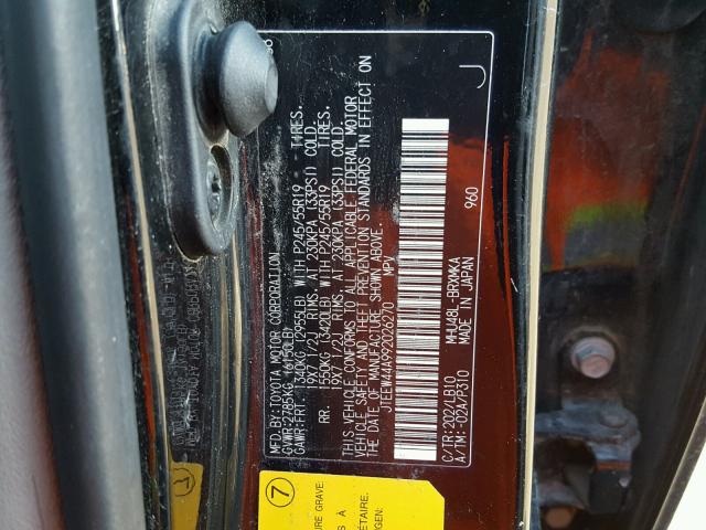 JTEEW44A992026270 - 2009 TOYOTA HIGHLANDER BLACK photo 10