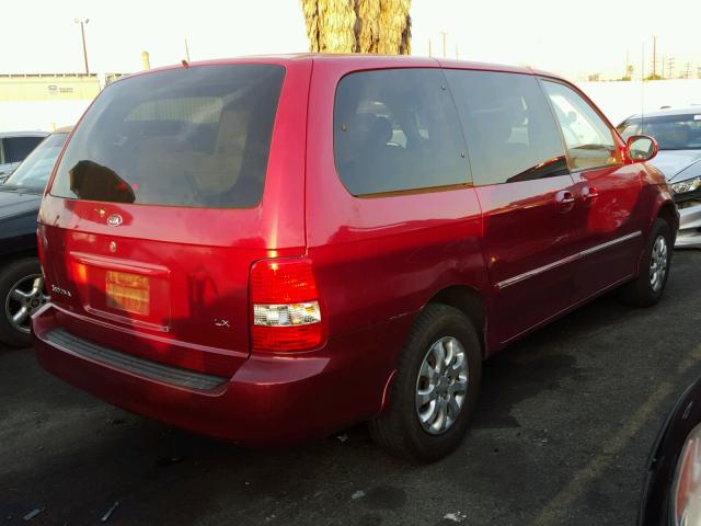 KNDUP132256717035 - 2005 KIA SEDONA EX RED photo 4