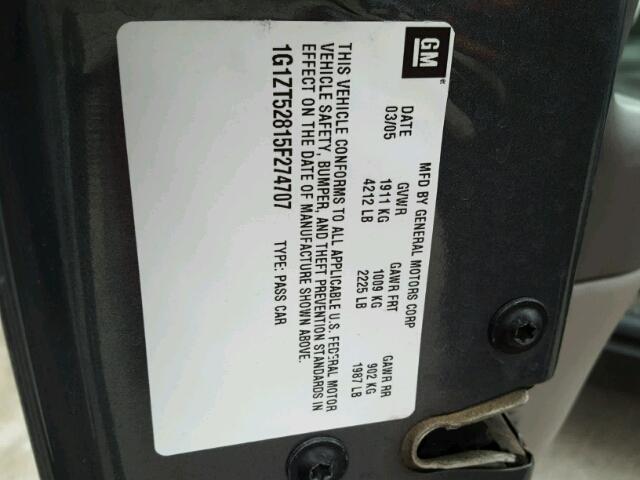 1G1ZT52815F274707 - 2005 CHEVROLET MALIBU LS 灰色 照片 10