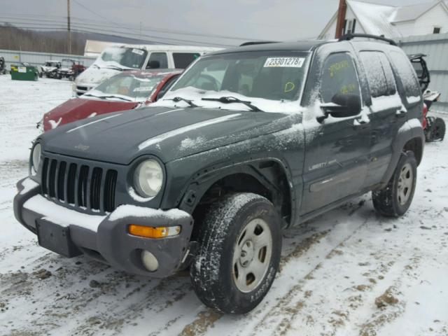 1J4GL48K73W570298 - 2003 JEEP LIBERTY SP GREEN photo 2