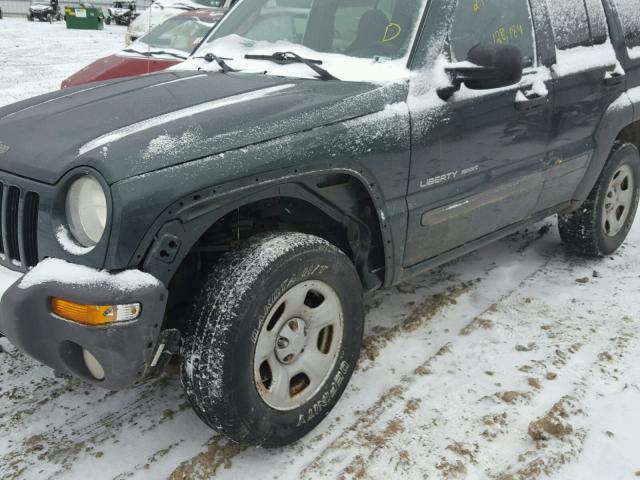 1J4GL48K73W570298 - 2003 JEEP LIBERTY SP GREEN photo 9