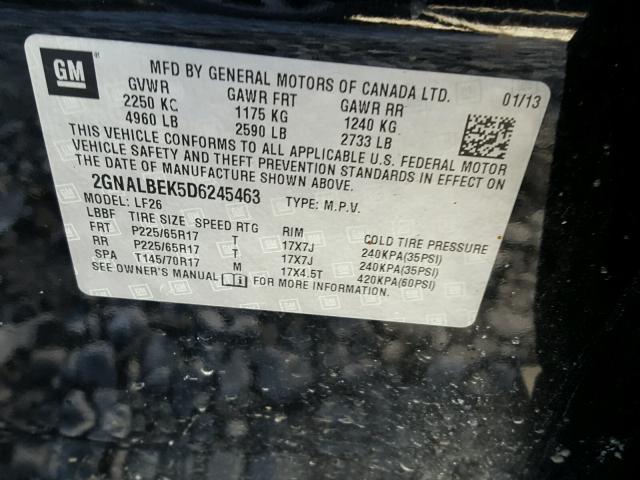 2GNALBEK5D6245463 - 2013 CHEVROLET EQUINOX LS BLACK photo 10