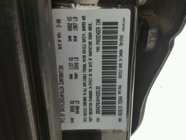 2B3HD76VXYH325122 - 2000 DODGE INTREPID R BLACK photo 10