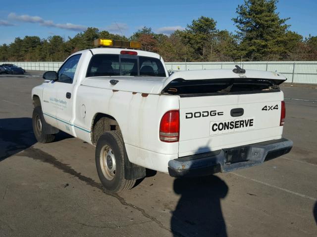 1B7GG16X72S653033 - 2002 DODGE DAKOTA BAS WHITE photo 3