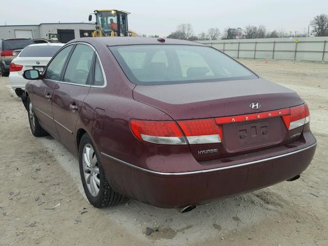 KMHFC46F48A333629 - 2008 HYUNDAI AZERA SE BURGUNDY photo 3