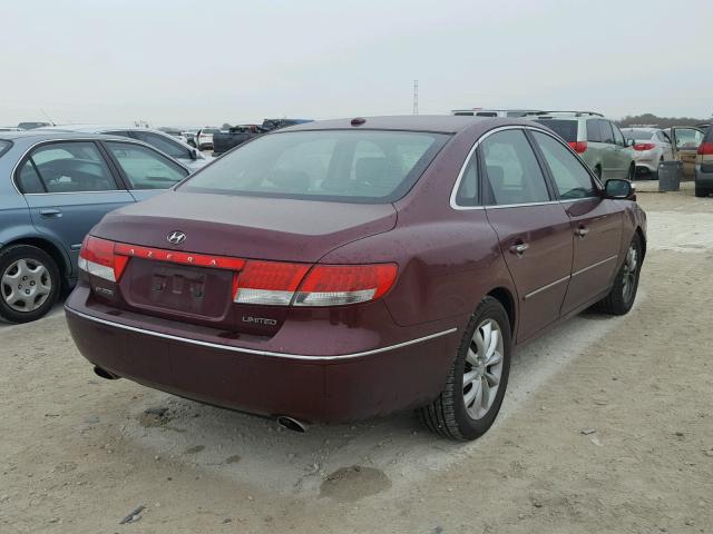 KMHFC46F48A333629 - 2008 HYUNDAI AZERA SE BURGUNDY photo 4