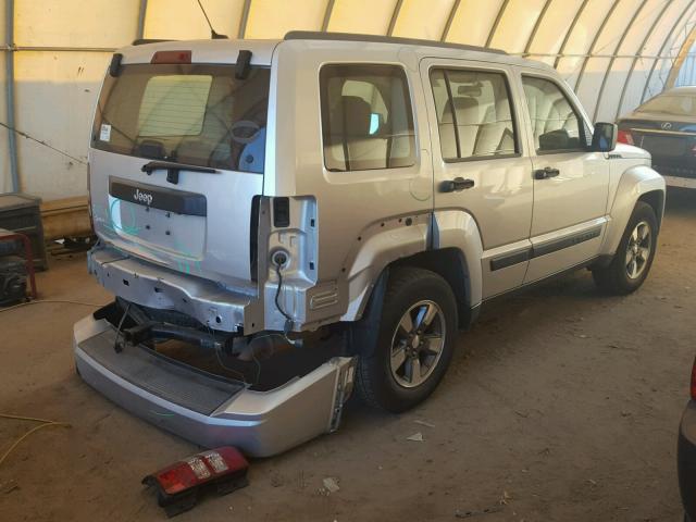 1J8GN28K98W276647 - 2008 JEEP LIBERTY SP SILVER photo 4