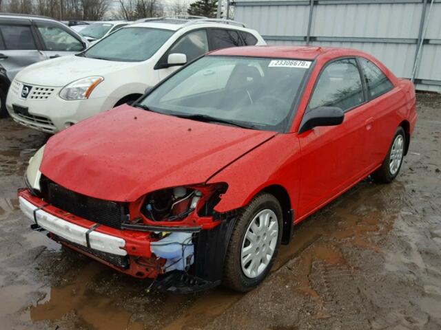 1HGEM21554L039043 - 2004 HONDA CIVIC LX RED photo 2