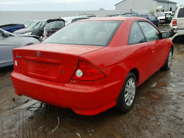 1HGEM21554L039043 - 2004 HONDA CIVIC LX RED photo 4