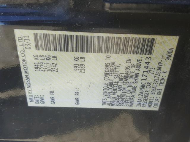 1N4AL2AP6BC171443 - 2011 NISSAN ALTIMA BAS BLACK photo 10