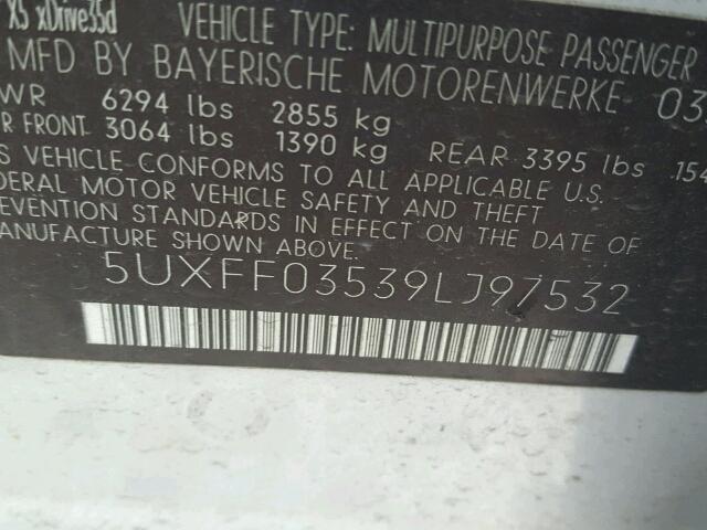 5UXFF03539LJ97532 - 2009 BMW X5 XDRIVE3 ვერცხლისფერი ფოტო 10