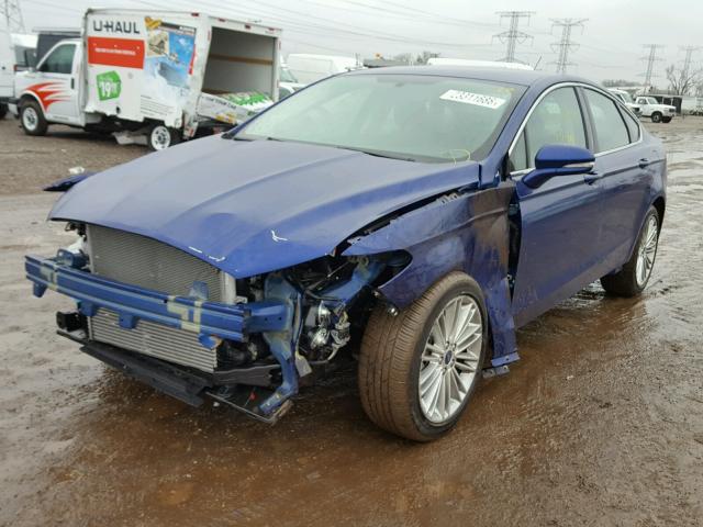 3FA6P0H96GR244437 - 2016 FORD FUSION SE BLUE photo 2