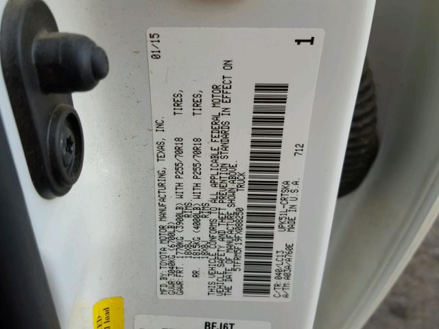 5TFRM5F19FX088250 - 2015 TOYOTA TUNDRA DOU GRAY photo 10