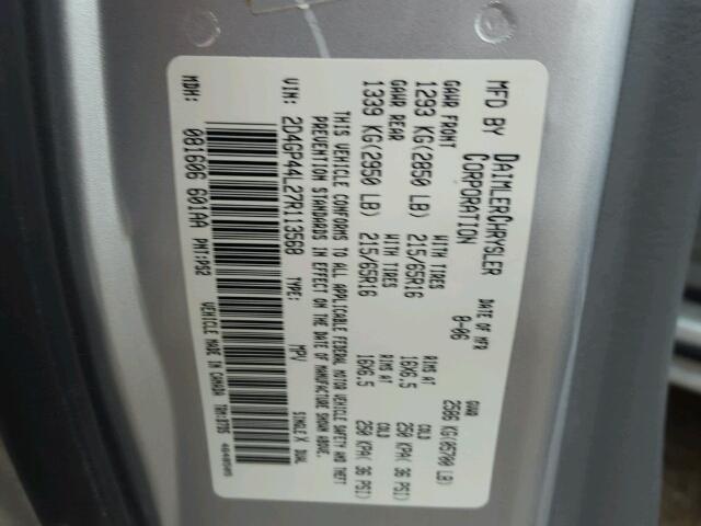 2D4GP44L27R113568 - 2007 DODGE GRAND CARA SILVER photo 10