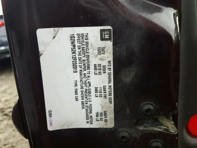 1G2WP52K12F232919 - 2002 PONTIAC GRAND PRIX 黑色 照片 10