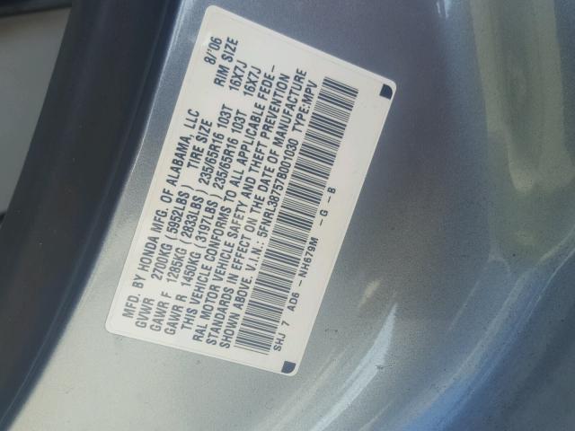 5FNRL38757B001030 - 2007 HONDA ODYSSEY EX GREEN photo 10