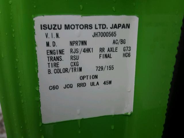 JALC4J168H7000565 - 2017 ISUZU NPR GREEN photo 10