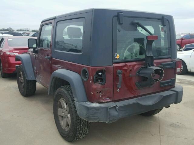 1J4FA241X9L763526 - 2009 JEEP WRANGLER X MAROON photo 3