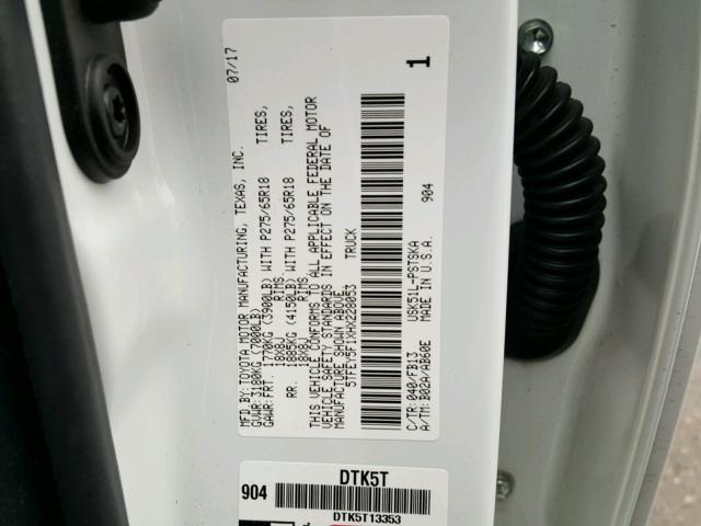 5TFEY5F1XHX228053 - 2017 TOYOTA TUNDRA CRE WHITE photo 10