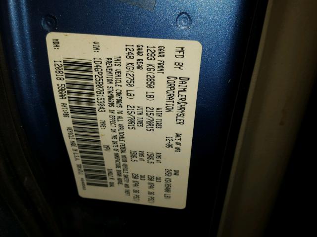 1D4GP25B07B153043 - 2007 DODGE CARAVAN SE BLUE photo 10