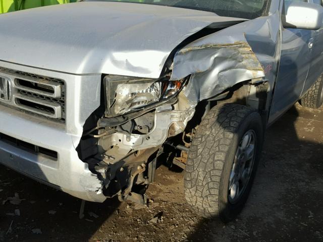 2HJYK16437H516786 - 2007 HONDA RIDGELINE SILVER photo 9