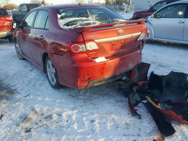 2T1BU4EE6BC700851 - 2011 TOYOTA COROLLA BA RED photo 3