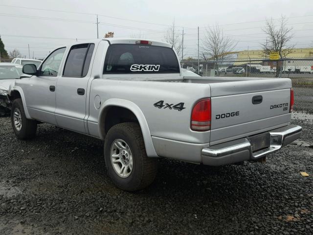 1D7HG48N83S217252 - 2003 DODGE DAKOTA QUA SILVER photo 3