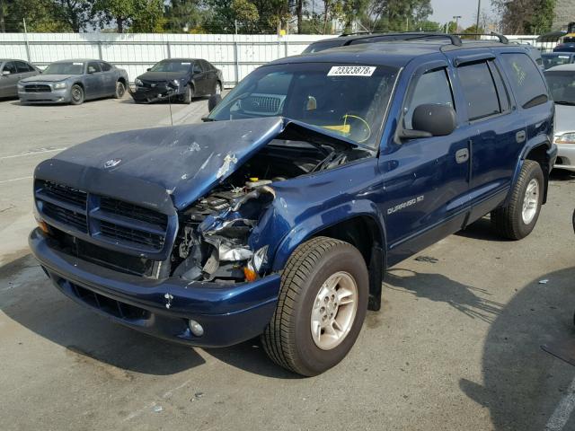 1B4HR28Z3YF222044 - 2000 DODGE DURANGO BLUE photo 2