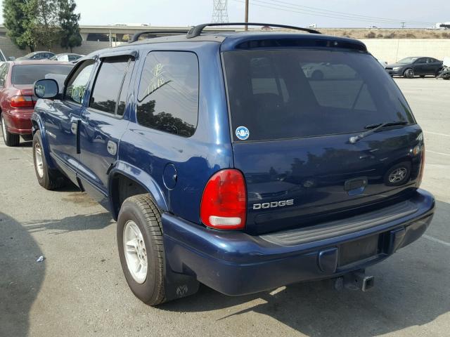 1B4HR28Z3YF222044 - 2000 DODGE DURANGO BLUE photo 3