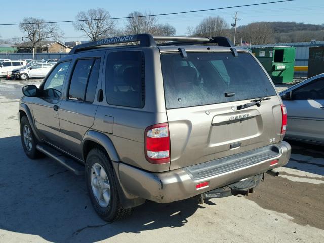 JN8DR09X42W655886 - 2002 NISSAN PATHFINDER TAN photo 3