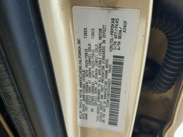 5TEHN72N63Z245623 - 2003 TOYOTA TACOMA DOU GOLD photo 10