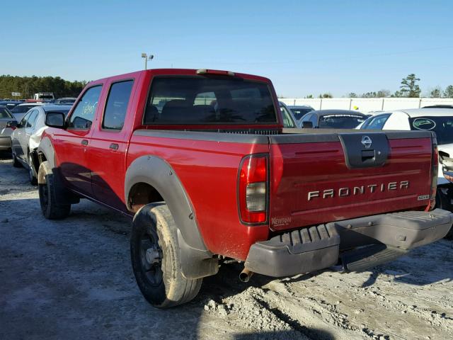 1N6ED27T92C380671 - 2002 NISSAN FRONTIER C RED photo 3