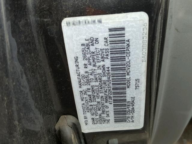 4T1BF22K5YU942644 - 2000 TOYOTA CAMRY LE GRAY photo 10