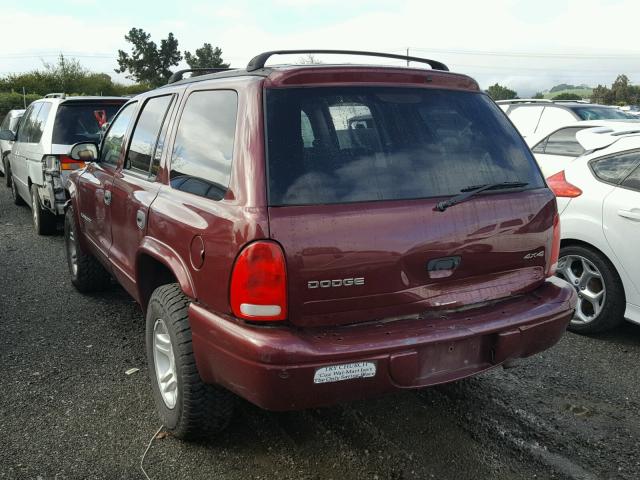 1B4HS28Z51F633181 - 2001 DODGE DURANGO MAROON photo 3