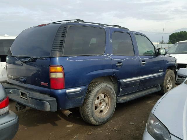 1GKEK13T31J177315 - 2001 GMC YUKON BLUE photo 4