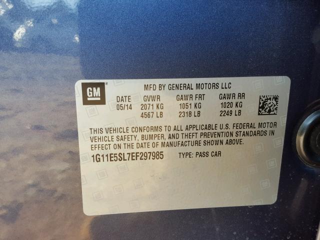 1G11E5SL7EF297985 - 2014 CHEVROLET MALIBU 2LT BLUE photo 10