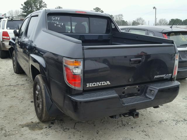 2HJYK16397H515343 - 2007 HONDA RIDGELINE BLACK photo 3