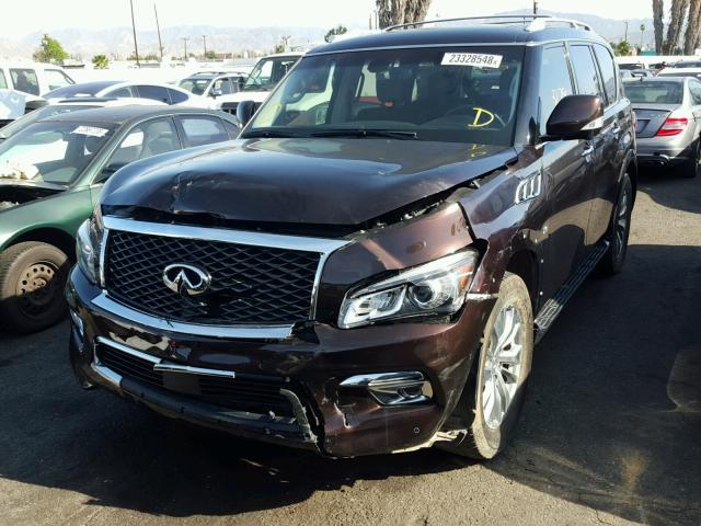 JN8AZ2NF9F9574172 - 2015 INFINITI QX80 MAROON photo 2