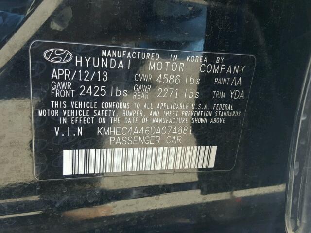 KMHEC4A46DA074881 - 2013 HYUNDAI SONATA HYB BLACK photo 10