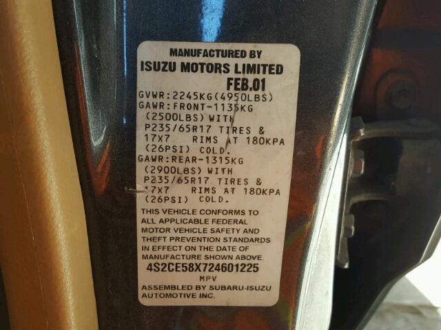 4S2CE58X724601225 - 2002 ISUZU AXIOM XS Qara foto 10