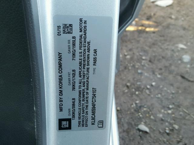 KL8CA6S94FC754107 - 2015 CHEVROLET SPARK LS SILVER photo 10