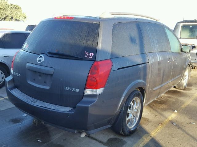 5N1BV28U56N105105 - 2006 NISSAN QUEST S GRAY photo 4