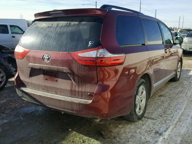 5TDKK3DC6FS598223 - 2015 TOYOTA SIENNA LE RED photo 4