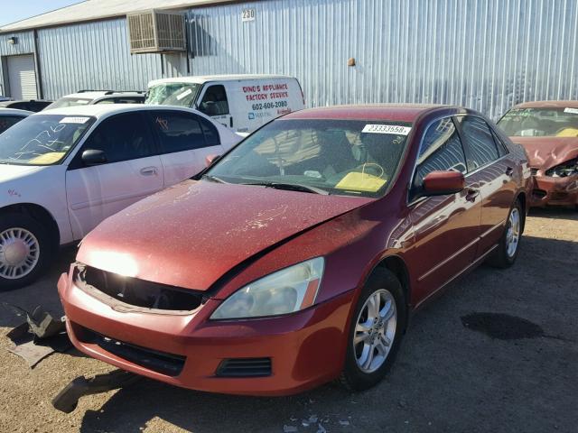 1HGCM56367A023627 - 2007 HONDA ACCORD SE RED photo 2