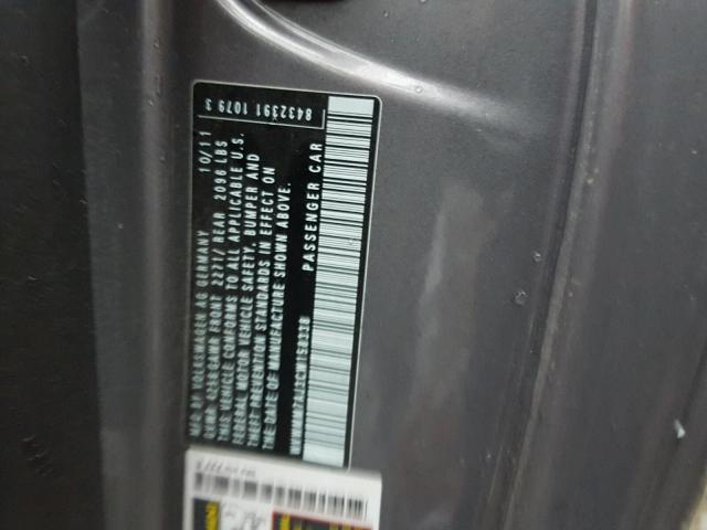 WVWMM7AJ3CW158338 - 2012 VOLKSWAGEN GOLF 灰色 照片 10