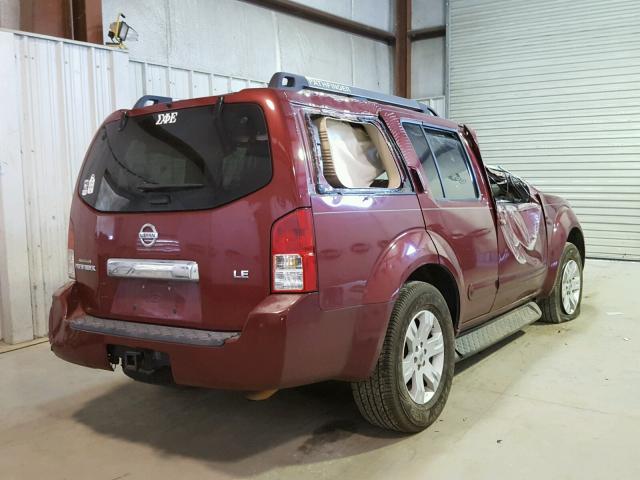 5N1AR18UX6C609820 - 2006 NISSAN PATHFINDER BURGUNDY photo 4