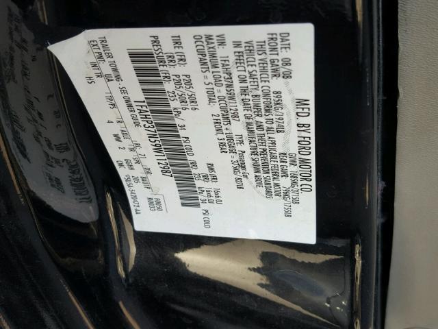 1FAHP37N59W112987 - 2009 FORD FOCUS SEL BLACK photo 10