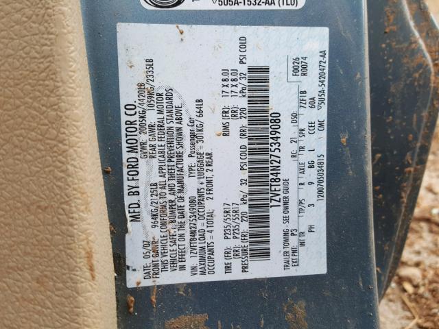 1ZVFT84N275349080 - 2007 FORD MUSTANG BLUE photo 10