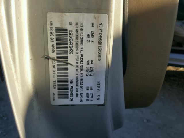 1C3EU4534RF300756 - 1994 CHRYSLER LEBARON BA GRAY photo 10